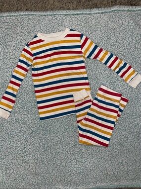 Kids Long-Sleeve Striped Pajama Set in Red, Blue & Gold